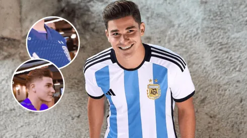 ¡Inédita! Julián Álvarez lució la camiseta suplente de la Selección Argentina para el Mundial