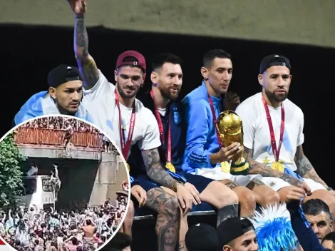 Descontrol total: dos hinchas se tiraron al micro de la Selección desde un puente