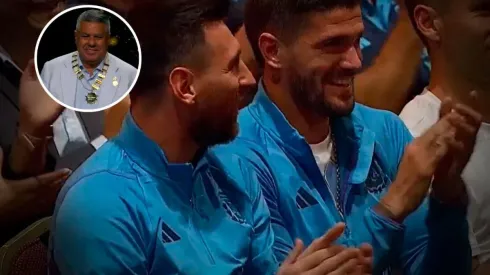 Un momento divertido en medio del homenaje.