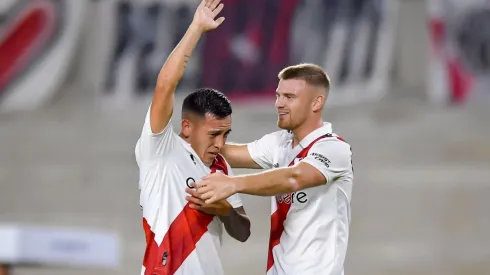 Barco festejando su gol ante Independiente.
