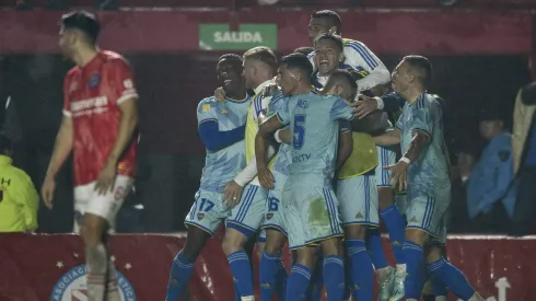 BUENOS AIRES, ARGENTINA - MAY 19: Miguel Angel Merentiel (C) of Boca Juniors celebrates with teammates after scoring the team's first goal during a match between Argentinos Juniors and Boca Juniors as part of Liga Profesional 2023 at Diego Maradona Stadium on May 19, 2023 in Buenos Aires, Argentina. (Photo by Gustavo Garello/Getty Images)
