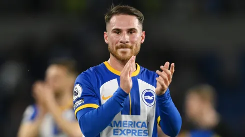 BRIGHTON, ENGLAND - MAY 24: Alexis Mac Allister of Brighton & Hove Albion applauds the fans after the Premier League match between Brighton & Hove Albion and Manchester City at American Express Community Stadium on May 24, 2023 in Brighton, England. (Photo by Mike Hewitt/Getty Images)