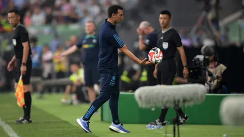 Scaloni durante el encuentro ante Australia