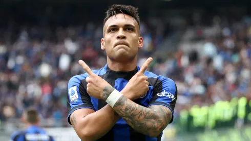 Lautaro Martínez celebrando un gol en Inter de Milán.