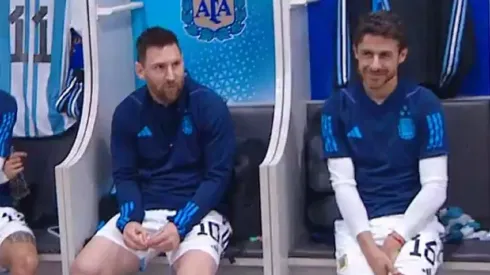 Messi en el vestuario de la Bombonera.