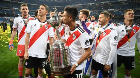 River festejando la Copa Libertadores en Madrid.