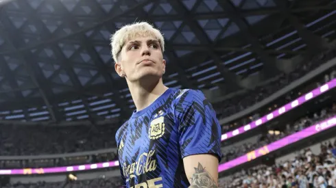 BEIJING, CHINA - JUNE 15: Alejandro Garnacho of Argentina walks into the pitch prior to the international friendly match between Argentina and Australia at Workers Stadium on June 15, 2023 in Beijing, China. (Photo by Lintao Zhang/Getty Images)