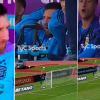 Los efusivos gestos de Messi en el banco de suplentes en pleno Bolivia – Argentina (VIDEO)