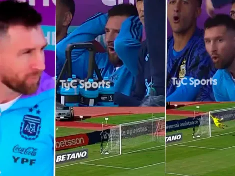 Los efusivos gestos de Messi en el banco de suplentes en pleno Bolivia – Argentina (VIDEO)