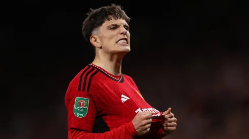 Garnacho durante el triunfo de Manchester United.