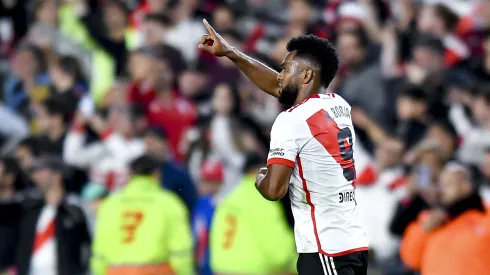 Miguel Borja festejando uno de sus tantos.