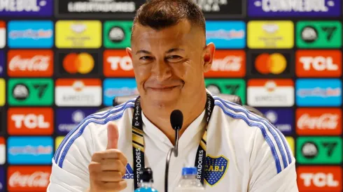Jorge Almirón, en la rueda de prensa de Boca.