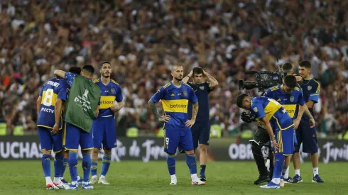 El plantel de Boca tras la derrota contra Fluminense.