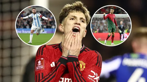 Alejandro Garnacho dijo que admira tanto a Lionel Messi como a Cristiano Ronaldo. Getty Images.