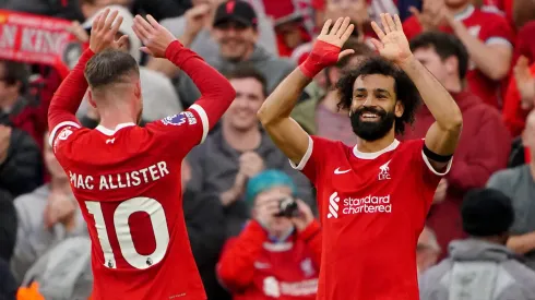 Mac Allister y Salah, juntos en Liverpool.