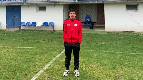 Santiago Palavecino en su presentación en FK Sloboda Novi Grad.