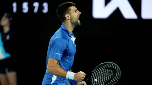 Novak Djokovic celebrando un punto.