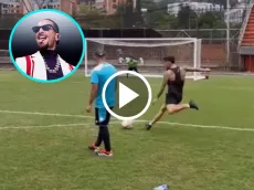 VIDEO | Maluma pateó tiros libres con Juanfer y sorprendió con su técnica