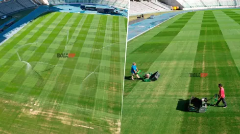 Los trabajos en el campo de juego del Kempes continúan.
