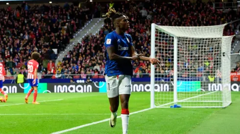 El gesto de Nico Williams en su gol.