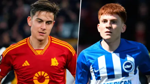 Paulo Dybala, figura de Roma, y Valentín Barco, joven del Brighton.