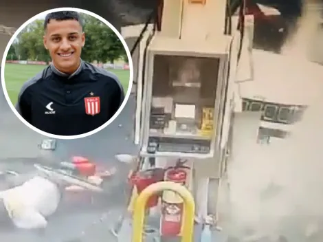 Así fue el choque del jugador de Estudiantes, Tiago Palacios, contra una estación de servicio