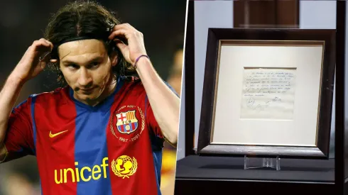 Se subastó la servilleta con la que Lionel Messi se vinculó al Barcelona