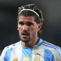 El gesto de Rodrigo De Paul durante el himno del amistoso entre Argentina y Ecuador