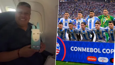 Un osito de peluche es una de las cábalas de Claudio Tapia y de la Selección Argentina en la Copa América 2024.