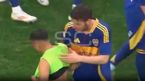 El amistoso cruce entre Barrios y Martegani.