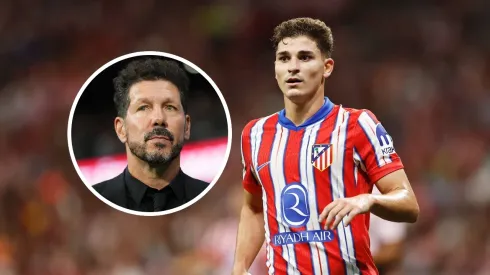 Julián Álvarez y su DT en Atlético de Madrid, Diego Simeone,