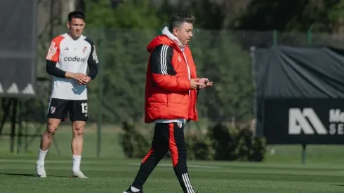 Marcelo Gallardo en el entrenamiento de River.