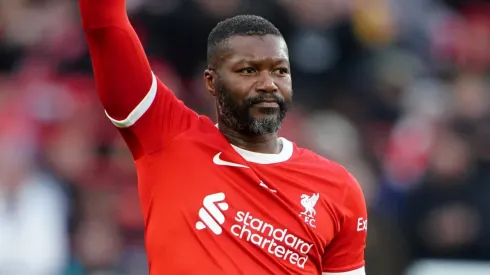 Djibril Cissé, en un partido de Leyendas del Liverpool en marzo 2024.