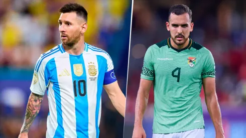 Lionel Messi y Luis Haquín, figuras de Argentina y Bolivia, respectivamente.
