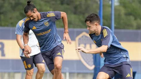 Ander Herrera y Cavani en el entrenamiento de Boca.