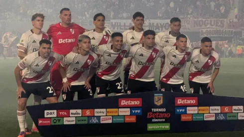 Los once titulares de River ante Gimnasia.