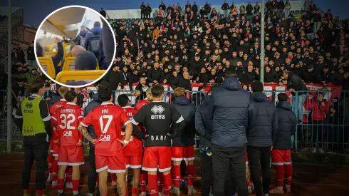 Los jugadores de Bari vivieron un tenso momento con sus hinchas en pleno aeropuerto.