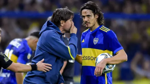 Diego Martínez y Edinson Cavani en Boca.