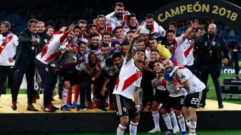 Los futbolistas de River celebran la Libertadores 2018.