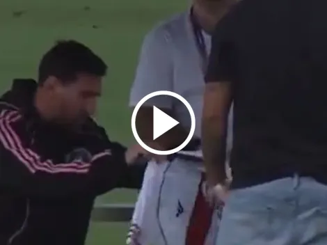 El gesto de Lionel Messi tras recibir una camiseta de River de regalo