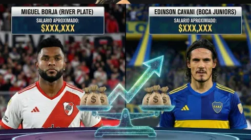 Miguel Borja y Edinson Cavani, dos referentes del área pero de veredas opuestas.