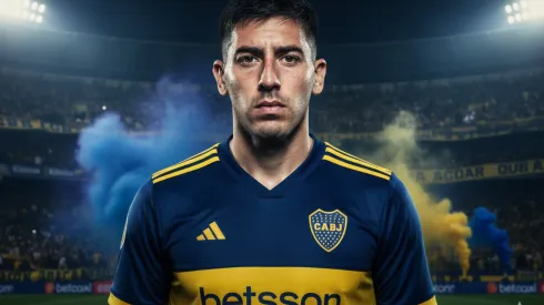 Gastón Hernández, capitán de San Lorenzo, con la camiseta de Boca.