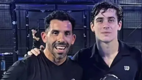 Tevez y Colapinto, compañeros en un partido de padel.