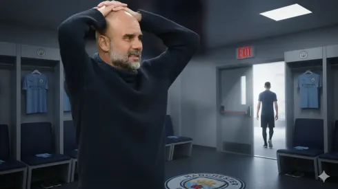 Pep Guardiola en Manchester City, en una imagen creada con Nano Banana IA