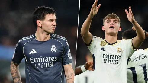 Franco Mastantuono y Nico Paz, con la camiseta de Real Madrid.