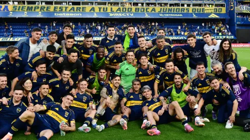Los futbolistas de Boca tras ganarle a River el Superclásico.
