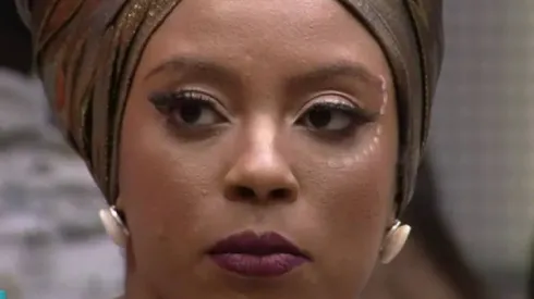 Lumena Aleluia durante o programa de ontem (03), que a eliminou do BBB 21