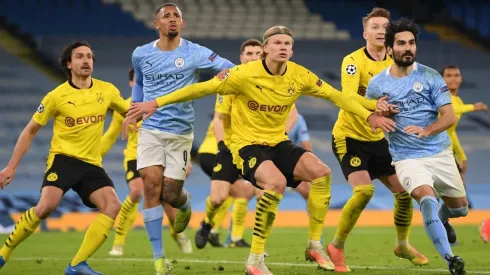 Manchester City x Borussia Dortmund na Champions League. (Foto: Getty Images