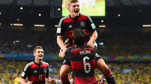 Jogadores alemães, em partida contra o Brasil (Foto: Getty Images)