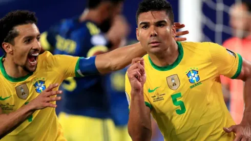 Casemiro comemora o gol da vitória da seleção brasileira (Foto: Getty Images)